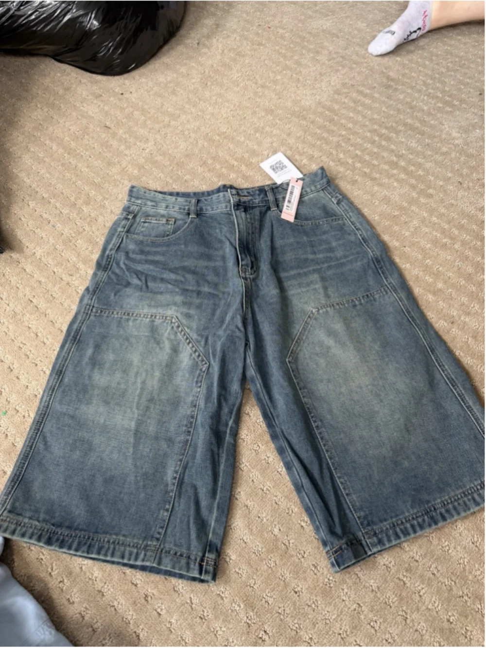 Micas Knee Length Long Straight Leg Denim Bermuda Shorts Y2K Vintage Streetwear